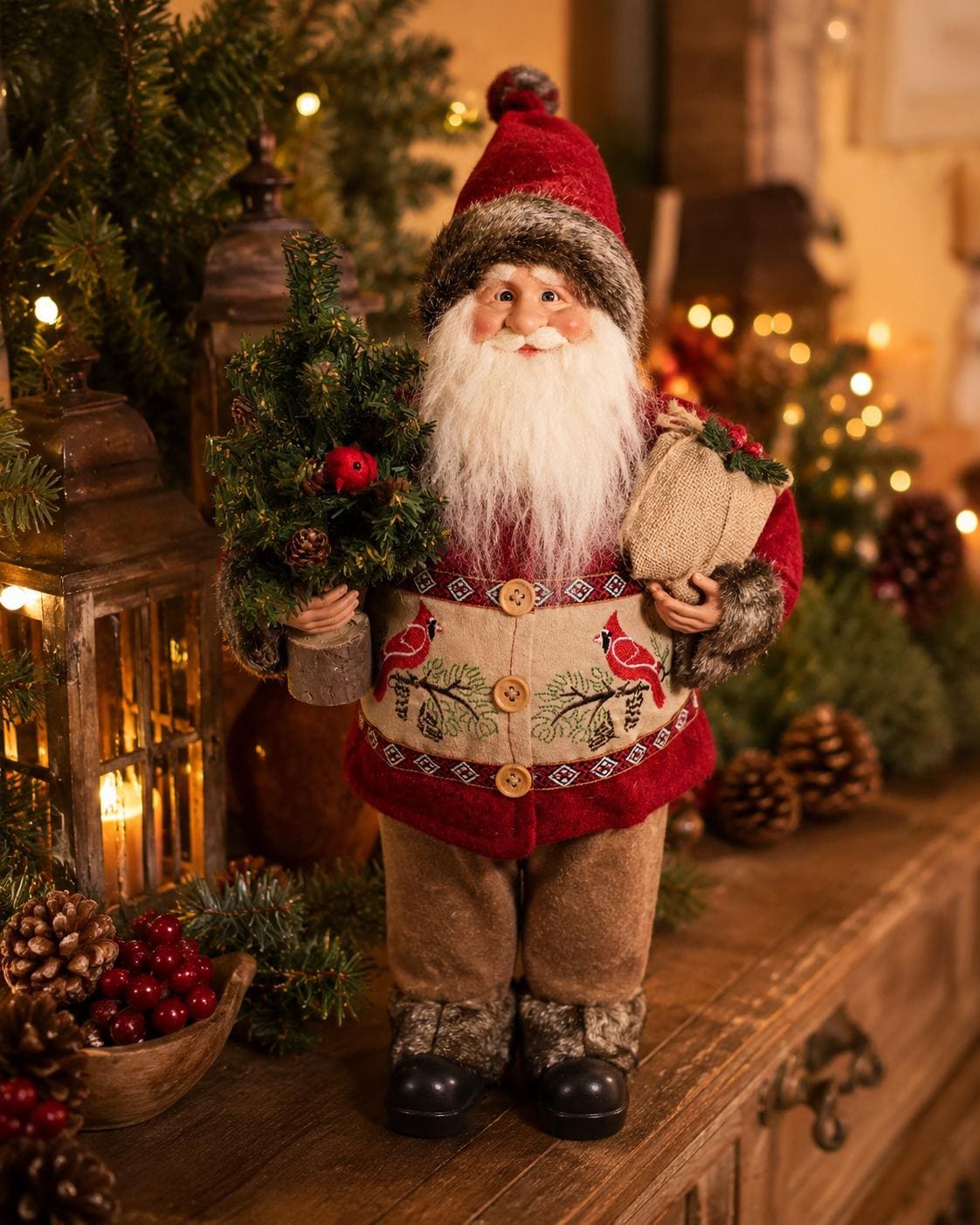 Old World Santa With Cardinal - Etsy