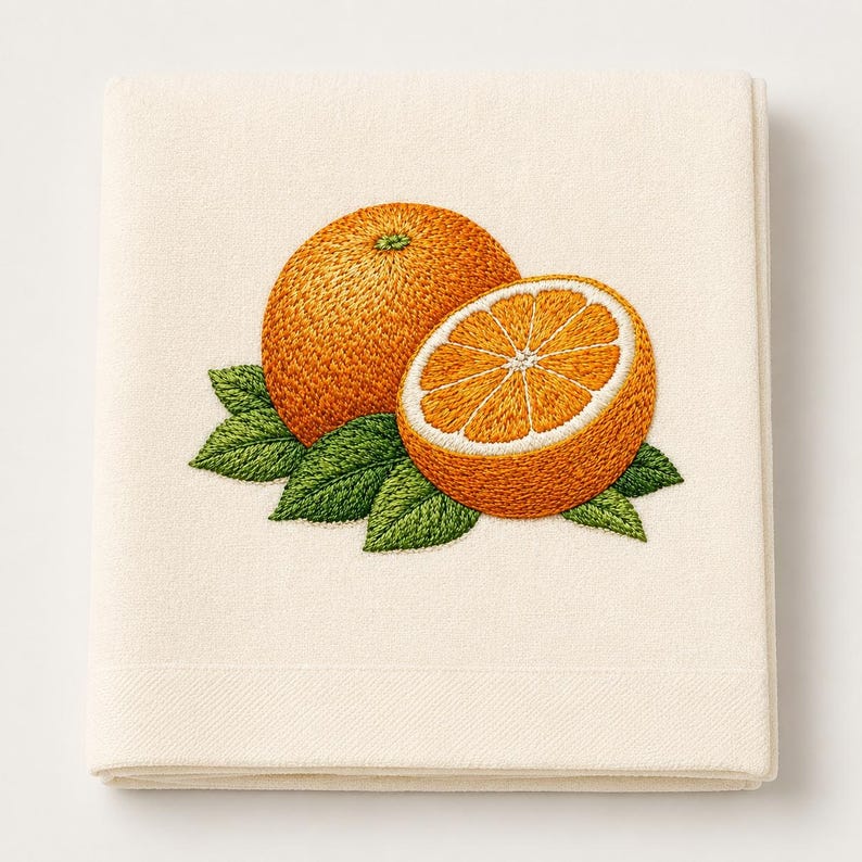 Orange Embroidery Design, Fruit Machine Embroidery, Floral Leaves ...