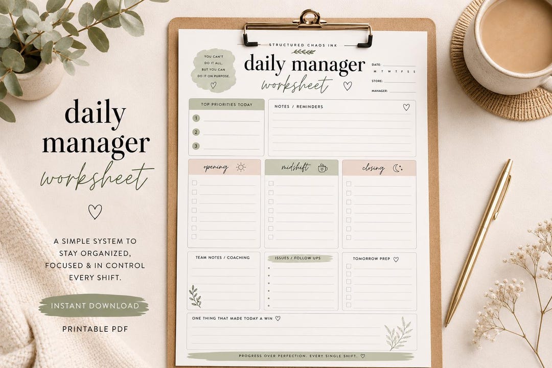 Shift Pass Down Worksheet.pdf Daily Manager Worksheet | Restaurant Shift Planner, Checklist (PDF ...