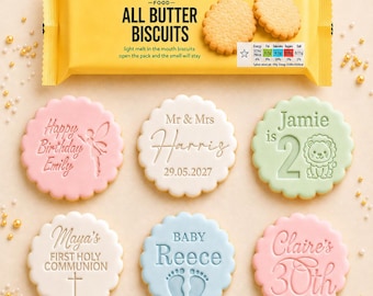 Personalised Cookie Stamp and Cutter, Custom Fondant Embosser (M&S Biscuits)