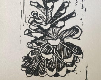 Pinecone - Linocut Print