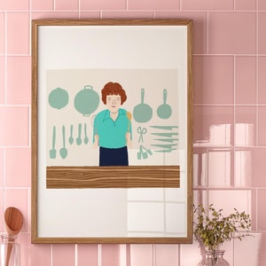 Julia Child Portrait Illustration, Download Kunstdruck, druckbare Wandkunst, sofort Download