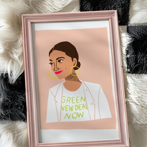AOC Alexandria Ocasio-Cortez, Portrait Illustration, Art Print, Printable, Instant Download