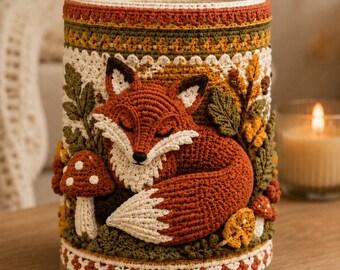 Fox Crochet Basket Pattern, Woodland Nursery Organizer PDF, Autumn Forest Decor