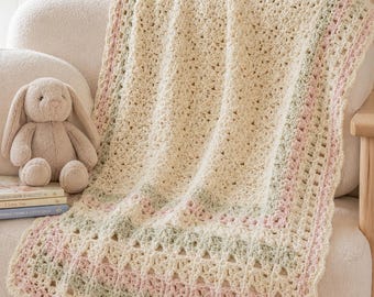 Crochet Baby Blanket Pattern PDF, Pastel Granny Afghan, Textured Nursery Throw, Crib Cover, Instant Download