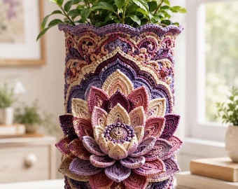 Ornate Crochet Hook Holder Pattern, Floral Desk Organizer PDF, Boho Craft Room Decor