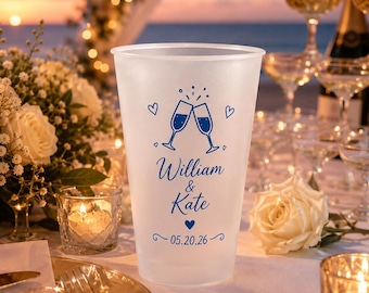Vasos personalizados esmerilados para bodas, vasos personalizados para la fiesta nupcial, vasos para novios, vasos para recuerdos de boda.