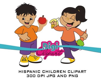 Hispanic Boy Girl Children Clip Art Kids INSTANT Digital Download