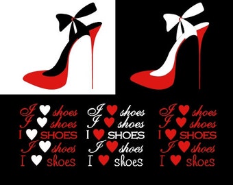 Red and Black High Heel Shoe I Heart Shoes I Heart Shoe Clipart - INSTANT DOWNLOAD