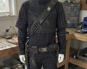 Starwars-inspirerad Mandalorian svart flygdräkt, mjuka delar från Bounty Hunter