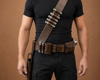 Star Wars Inspiriert Mandalorian Gürtel Cosplay Kostüm Ledergürtel mit Beinpistole & Holster
