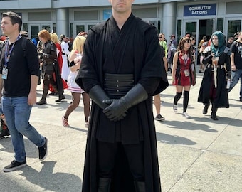Sith Lord Cosplay-kostym, Starwars-inspirerad Darth Maul-inspirerad svart Jedi-mantel, tunika-outfit