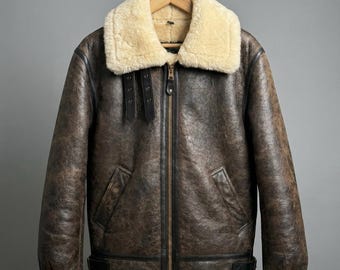 Leon S. Kennedy RE4 Fodrad Jacka i Äkta Läder med Fårskinn | Resident Evil Cosplay