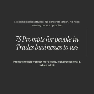 Può includere: Grafica grigio scuro con testo bianco. Il testo recita: "Nessun software complicato. Nessun gergo aziendale. Nessuna curva di apprendimento enorme - lo prometto!" e "75 suggerimenti per le persone nelle aziende commerciali da utilizzare". Sotto c'è "Suggerimenti per aiutarti a ottenere più lead, apparire professionale e ridurre l'amministrazione".