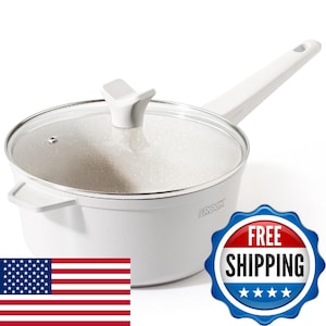 The Rock Soho keramisk nonstick-kastrull med lock, 3,3 liter, giftfri liten gryta
