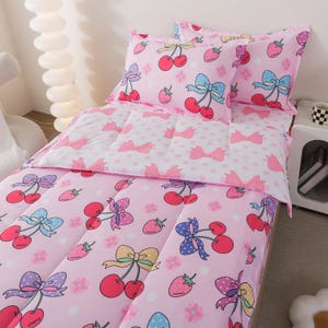 Qjmiaofang Zipper Bedding Twin Girls Cherry Bedding For Kids Zip Up Comforter