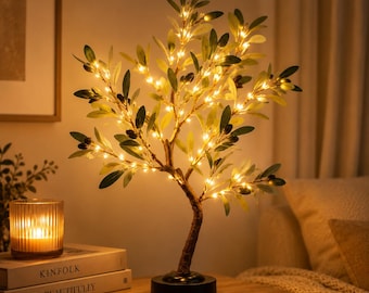 Olive Tree Lamp LED | Warm Ambient Night Light, Cozy Bedroom Decor