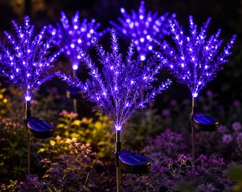 Solar Lavender Flower Stake Lights, Waterproof LED Garden Path Decor