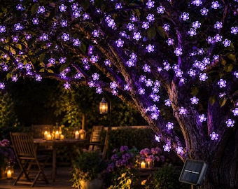 Solar Flower String Lights – Waterproof Outdoor Garden Decor, LED Floral Fairy Lights