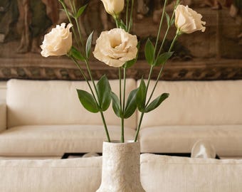 Silk Lisianthus Bouquet | Faux Eustoma Flowers, 5 Stems 46cm, French Coastal Style