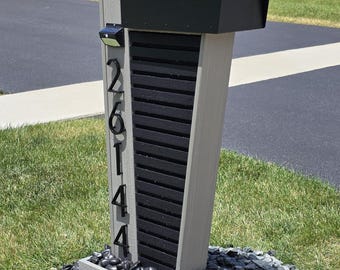 Luxury Modern Mailbox, Solar lights, Metal Numbers, Custom MailStand