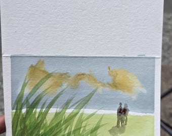 Original Watercolor Greeting Card — Beach Bums — 4×6 — One of a Kind — Denver Artist