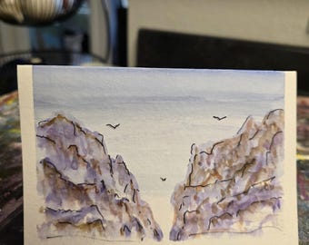Original Watercolor Greeting Card — Ice Cliffs — 4×6 — One of a Kind — Denver Artist