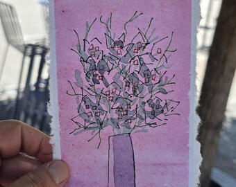 Original Watercolor Small Painting — Flower Blocks #42 — 6×4 — One of a Kind — Denver Artist