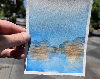 Original Watercolor Small Painting — Mountain Reveal — 7×5 — One of a Kind — Denver Artist