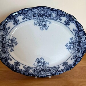 Antique J.H. Weatherby & Sons Flow Blue Platter in the Belmont Pattern c.1895