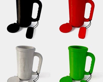 Porte-canette 500 ml avec poignée ergonomique | Perforé | Porte-boisson en PLA imprimé en 3D | Cadeau original