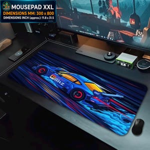 Subaru BRZ JDM sportbil gaming musmatta XXL skrivbordsmatta stor tangentbordsplatta setup