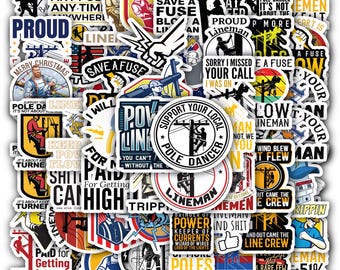 Lineman Sticker Sheet – Waterproof Vinyl Decals 40 designs (4 Full Sheets)
