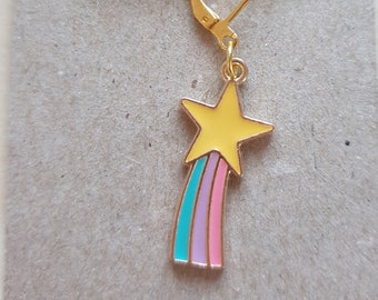 Pastel Shooting Star Stitch Marker, Pastel Shooting Star Progress Keeper, regalo de punto, regalo de ganchillo, joyas de punto