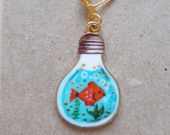 Marcador de puntada de cuenco de pescado, guardián del progreso del cuenco de pescado, marcador de puntada de pez dorado, regalo de punto, regalo de ganchillo, joyería de punto