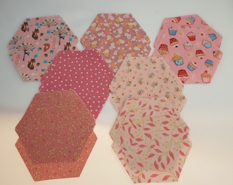Hexies de 2 pulgadas, hexis precortados, epp, pasteles de papel inglés, hexágonos - rosas