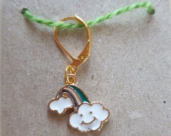 Marcador de punto arco iris feliz, guardián del progreso del arco iris feliz, regalo de punto, regalo de ganchillo, joyas de punto