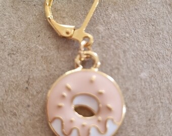 Marcador de puntada de donut esmaltado rosa, guardián de progreso de donut esmaltado rosa, regalo de punto, regalo de ganchillo, joyería de punto