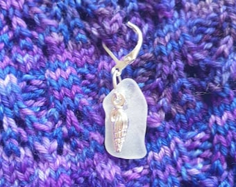 Marcador de puntada de vidrio de mar y concha, guardián del progreso de cristal de mar y concha, regalo de punto, regalo de ganchillo, joyas de tejer