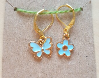 Mariposa + marcador de puntada de flor, mariposa + flor progreso guardián, regalo de punto, regalo de ganchillo, joyas de punto