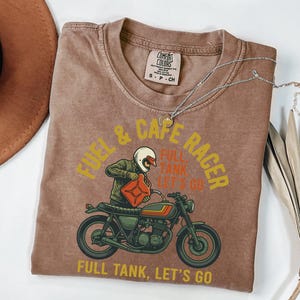 Full Tank Let's Go Biker Graphic Tee, Cafe Racer Motorcycle Lover Gift, Vintage Retro Biker Shirt for Men image 8