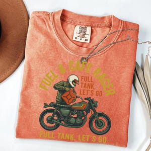 Full Tank Let's Go Biker Graphic Tee, Cafe Racer Motorcycle Lover Gift, Vintage Retro Biker Shirt for Men image 7
