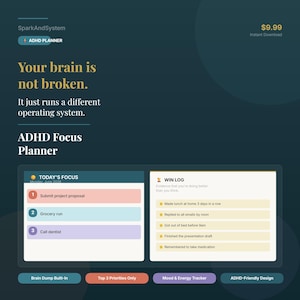 Agenda per la concentrazione stampabile in PDF / Strumento per monitorare le abitudini di auto-scaricare le idee / Download immediato adatto a persone con ADHD
