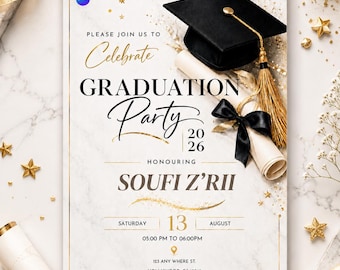 Graduation Party Invitation 2026, Class of 2026 Announcement, Blue Grad Template (Digital Download)