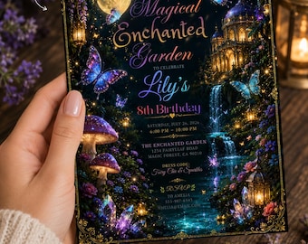 Magical Enchanted Garden Birthday Invitation, Fairy Party Template (Digital Download)