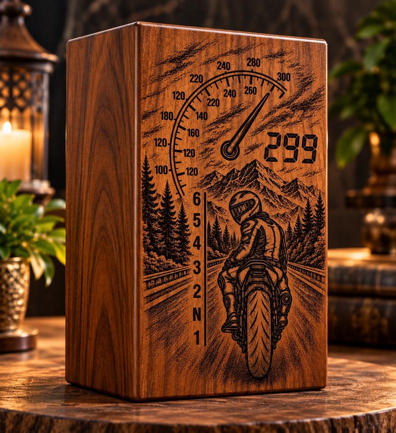 Personalized Wooden Motorcycle Urn, Biker Memorial Keepsake, Engraved ...