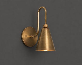 Handgefertigte Rohe Messing Wandlampe | Mid Century Modern Wandleuchte | Luxus Antike Messing Wandleuchte | Industrie Wandleuchte