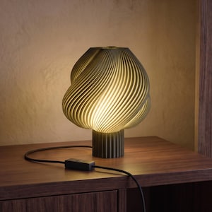 Olijfgroene tafellamp, 3D-geprint doorschijnend PETG | Japandi nachtkastlamp, dimbaar | GELATO
