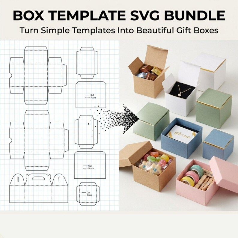 Panfork Box Gift Box Template SVG Bundle: DIY Papercraft Designs (instant Download ...