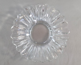 Hazel Atlas Clear Pressed Glass Fluted Petal Bowl Mid-Century Scalloped Edge Vintage